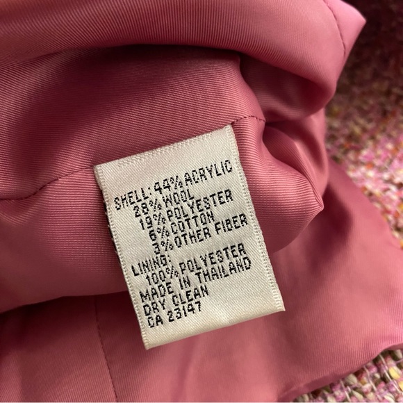 Vintage Talbots pink tweed wool blend Italian Fabric blazer jacket coat size 12 - Picture 10 of 11